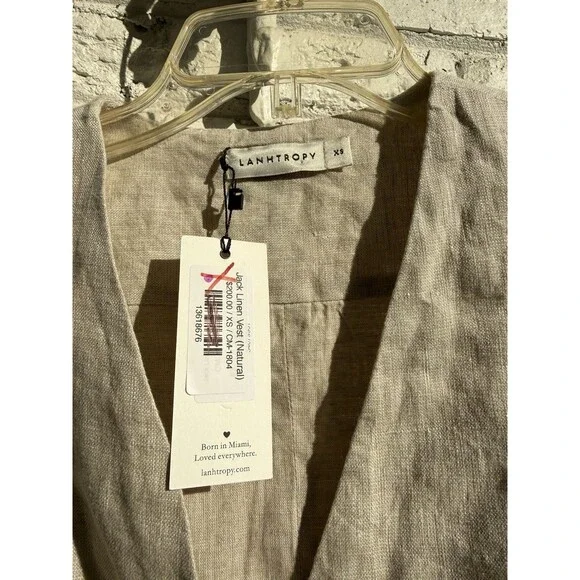 Lanhtropy 100% Linen Vest XS- NWT - Picture 3 of 10